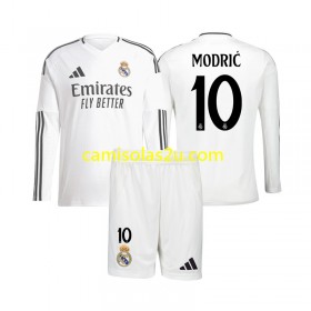 Camisolas de futebol Real Madrid Luka Modrić 10 Criança Equipamento Principal 2024/25 Manga Comprida
